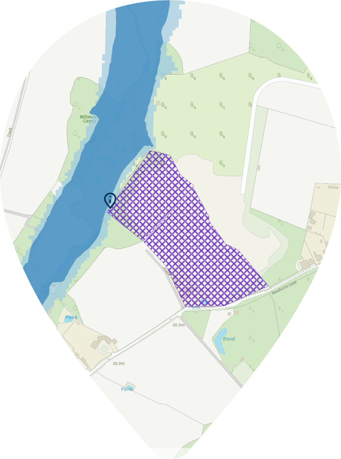 A location pin with a colourful map inside