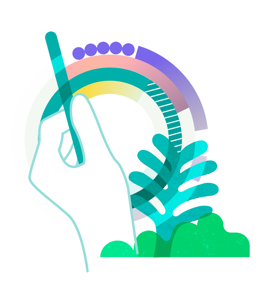 A virtual hand holds a wand and takes the image from black and white to colour